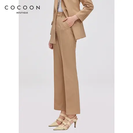 COCOON商场同款休闲西装裤子女2023新款春高腰显瘦垂感直筒阔腿裤商品大图