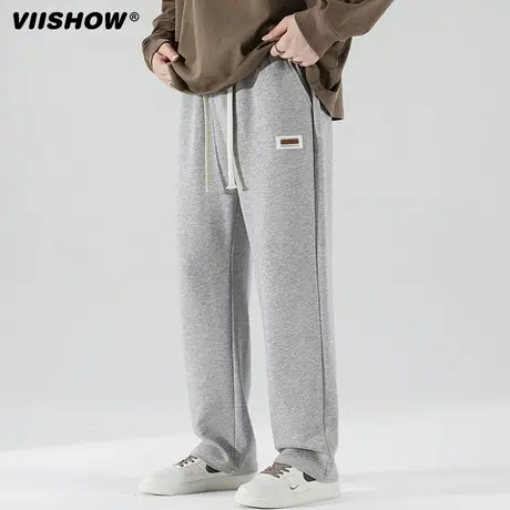VIISHOW美式重磅卫裤男生秋冬新款加厚潮流运动直筒宽松休闲长裤商品大图