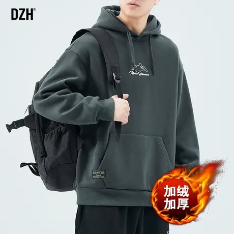 男士卫衣加绒男款外套男秋冬款2024年新款潮牌百搭青少年连帽上衣图片