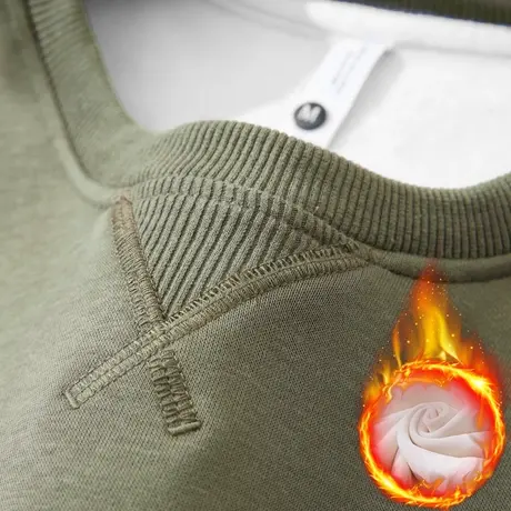 冬季男生重磅加绒保暖圆领卫衣秋冬款潮牌打底加厚套头长袖上衣服商品大图