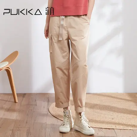 蒲PUKKA女装纯棉萝卜裤春装设计感时尚休闲裤商场同款商品大图