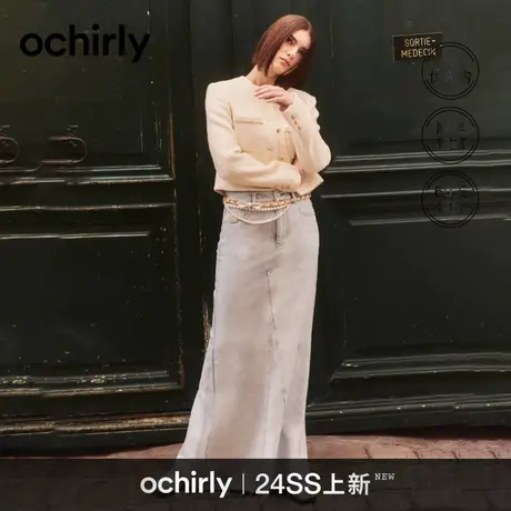 羊毛花式呢小香风外套女 欧时力2024新款早春圆领短款气质通勤图片