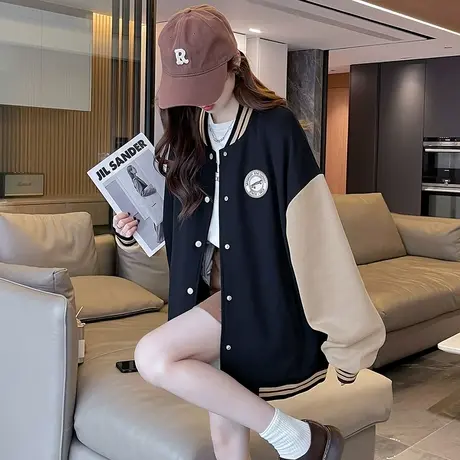 唐狮2023冬季新款加厚棒球服外套女高级感超好看秋冬休闲夹克上衣图片