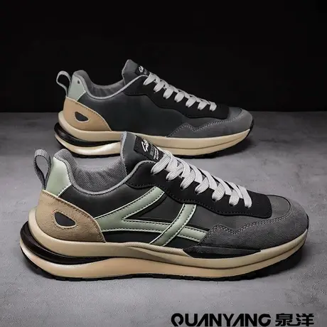 泉洋男鞋春季运动休闲板鞋男士皮面防水防滑软底工作劳保冬季潮鞋商品大图