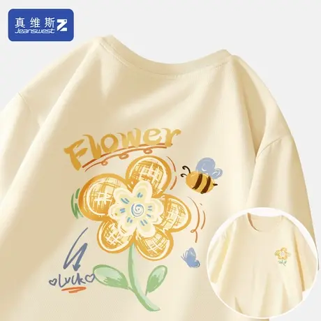 真维斯Z+纯棉短袖t恤女2024夏季新款显瘦半袖体恤女款夏装ins潮H图片