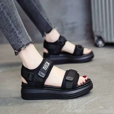 运动凉鞋女2024年夏季新款软底轻便中跟仙女风厚底网红百搭罗马鞋商品大图