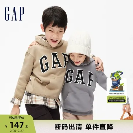 【断码优惠】Gap男童冬款经典LOGO宽松廓形卫衣儿童装上衣872692商品大图