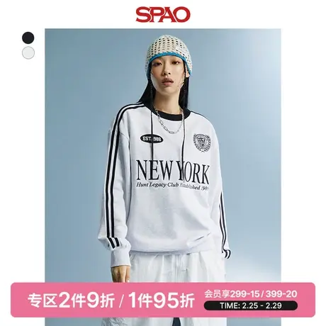 SPAO韩国同款春季新款男女同款休闲长袖套头卫衣SPMWD49C91图片