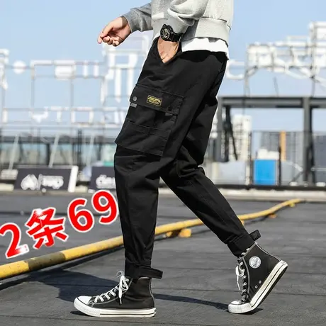 工装裤男士春夏款束脚男裤薄款裤子潮牌宽松潮流百搭帅气休闲长裤商品大图