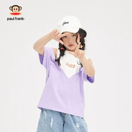 大嘴猴童装女童短袖t恤2023年夏季新品半袖中大儿童纯棉上衣体恤商品大图