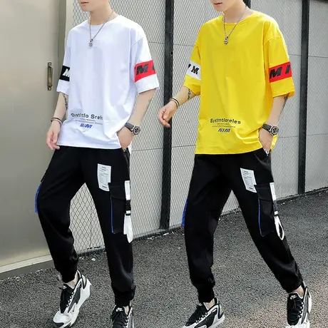 男孩套装12夏装青少年衣服13大童14短袖t恤15岁初中学生潮流帅气商品大图