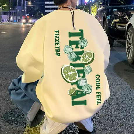 圆领vintage卫衣男潮牌套头宽松秋冬季长袖t恤情侣装外套美式高街商品大图