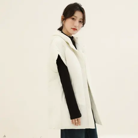 韩潮袭人轻奢时尚连帽面包服女2023冬季新款设计感休闲短袖棉服商品大图