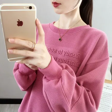 短款圆领卫衣女小众设计宽松显瘦洋气减龄秋冬2023爆款小个子上衣商品大图