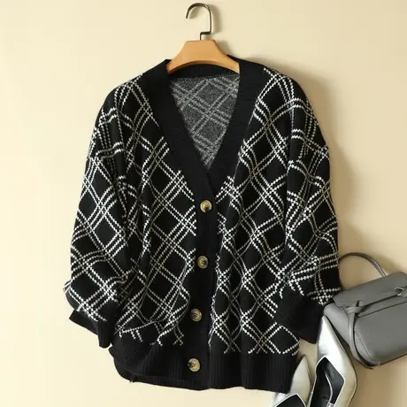 针织衫女秋装2023年早秋新款上衣慵懒韩系开衫宽松大码外套女毛衣商品大图