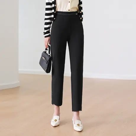 高腰显瘦小脚裤黑色韩版修身西装裤女秋季2023新款休闲裤九分裤子商品大图