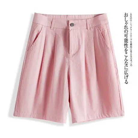 夏季时尚休闲短裤女2023年高腰显瘦宽松阔腿裤韩版爆款纯棉五分裤图片