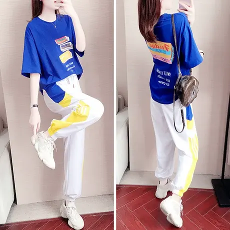 休闲运动套装女2023春夏短袖新款宽松显瘦时尚洋气卫衣两件套图片