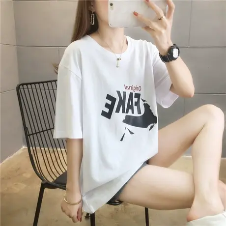 短袖t恤女ins潮网红宽松上衣2023流行时尚百搭学生洋气夏季新款图片