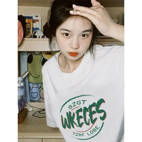 纯棉重磅设计感短袖t恤女2023年新款夏季宽松ins潮牌美式复古上衣商品大图