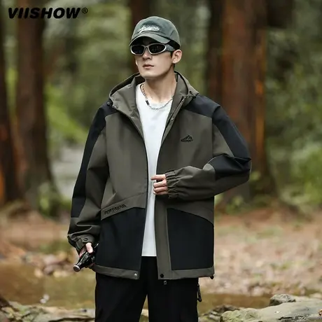 VIISHOW冲锋夹克外套男春秋款日系潮牌痞帅高级感oversize拼色夹商品大图