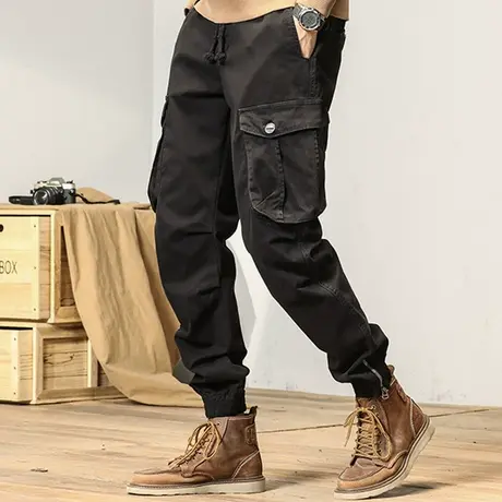 工装裤子男新款2022高街机能痞帅时尚潮男宽松百搭束脚休闲时尚裤商品大图
