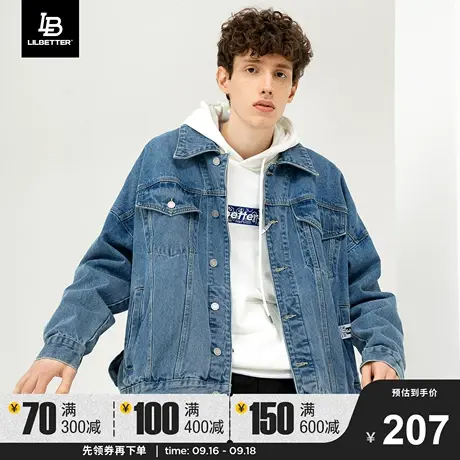 Lilbetter牛仔外套男秋冬宽松上衣新款休闲褂子潮牌港风男装夹克商品大图