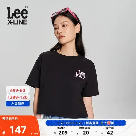 Lee商场同款23新品舒适短身款植绒印花女短袖T恤LWT0051473RT图片