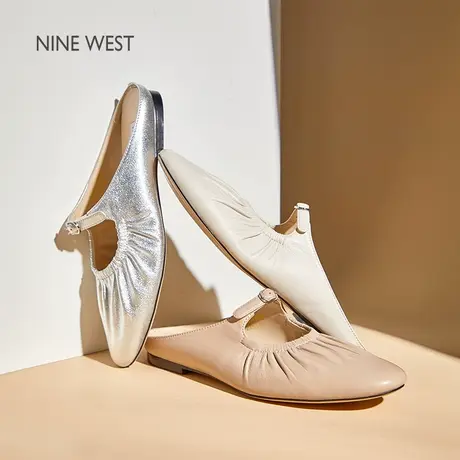 Nine West/玖熙包头拖鞋女2025夏季新款外穿羊皮乐福半拖穆勒拖鞋图片