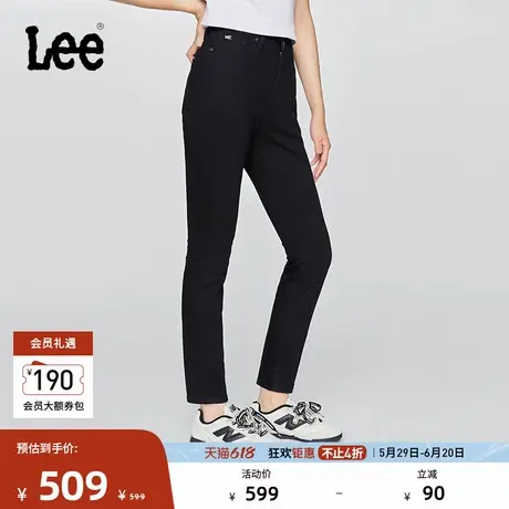 Lee25早秋新品舒适经典五袋款设计高腰黑色女牛仔裤潮显瘦998L00图片