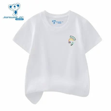 XD真维斯女童春季新款甜美可爱彩虹印花休闲简约百搭短袖T恤图片