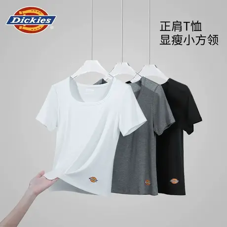 Dickies正肩T恤女款2025新款夏季薄款白色短袖内搭打底衫纯色上衣商品大图