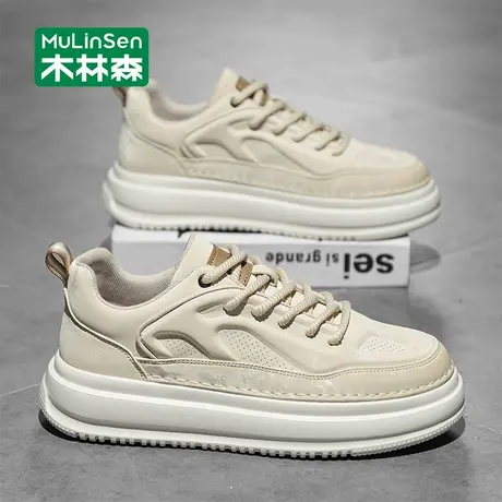 木林森板鞋男夏季透气运动增高休闲潮牌欧洲站潮牌青少年面包男鞋商品大图