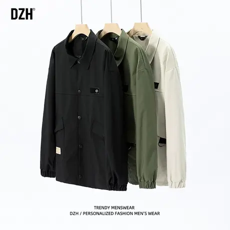 男士工装外套男潮牌春秋款教练夹克百搭上衣宽松男装2023新款茄克商品大图