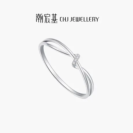 潮宏基铂雅铂金钻石戒指PT950戒圈指环手饰扭结爆闪礼物送女友商品大图
