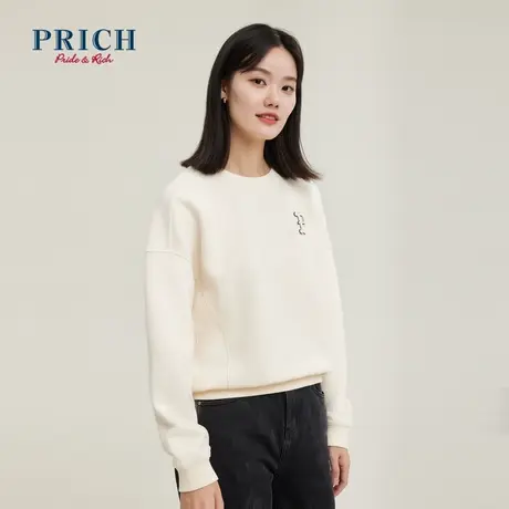 【直播专享】PRICH商场同款T恤衫新品新款圆领慵懒宽松版卫衣图片