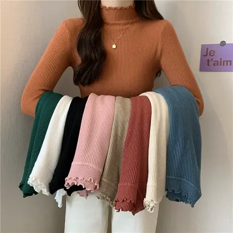 2023新款春秋冬季初恋感红色衣服爆款新年时尚洋气打底衫毛衣女士图片