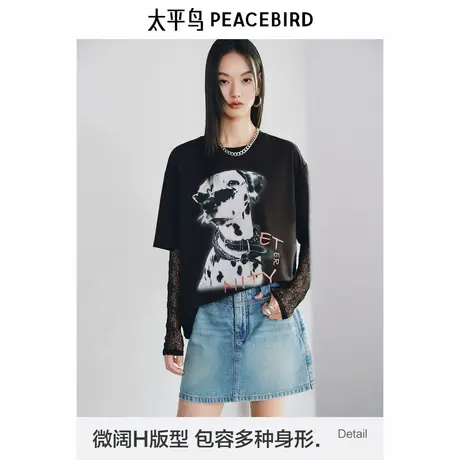 【昕怡粉丝专享】凉感抗菌太平鸟美式复古小狗图案T恤夏可露丽女商品大图