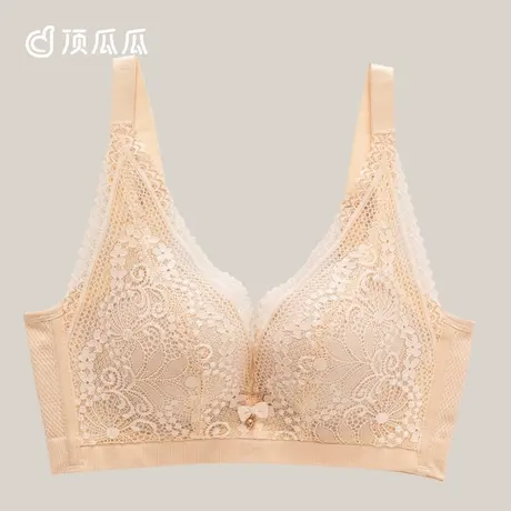 顶瓜瓜聚拢文胸女四季款顶呱呱无钢圈简约纯色甜美蕾丝蝴蝶结文胸商品大图