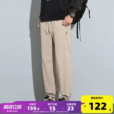 唐狮25春夏季新款男休闲长裤宽松束脚裤抽绳简约直筒裤潮流运动裤图片