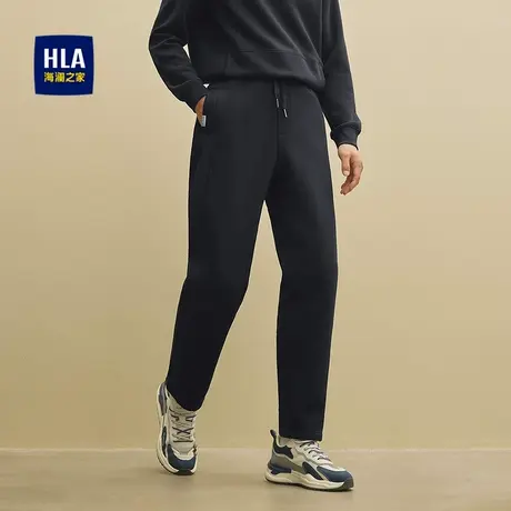 HLA/海澜之家九分锥形休闲裤25秋新字母刺绣休闲风抽绳系带裤子男商品大图