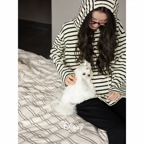 迪士尼睡衣女春秋季新款长袖米奇家居服时尚连帽运动风可外穿套装商品大图