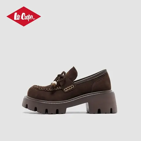 Lee Cooper2025秋季新款复古乐福鞋女厚底增高绒面防滑皮鞋配裙子图片