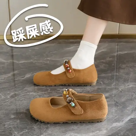 真皮玛丽珍鞋女2025新款春秋复古平底单鞋商品大图