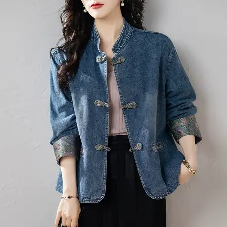 胖MM牛仔外套女春秋季新款宽松加大码女装妈妈洋气减龄显瘦上衣衫商品大图