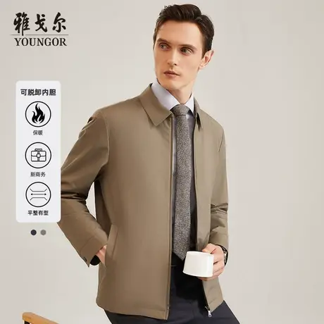 【行政夹克】雅戈尔男士夹克秋季新款官方商务翻领棉衣外套男4735商品大图