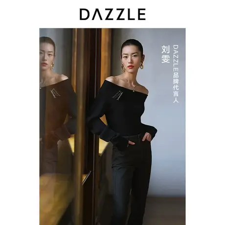 【七七酱专享】刘雯同款DAZZLE地素奥莱23春新款黑色堆堆袖小众设图片