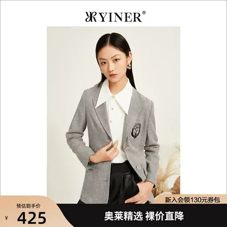 【赫本猫】YINER音儿专柜女装2022秋季新款长袖上衣修身西装外套商品大图