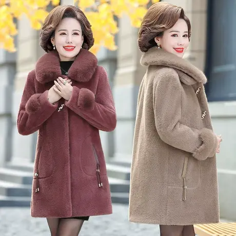 妈妈冬装水貂绒大衣冬季新款中年洋气高贵外套中老年女装秋冬大码图片