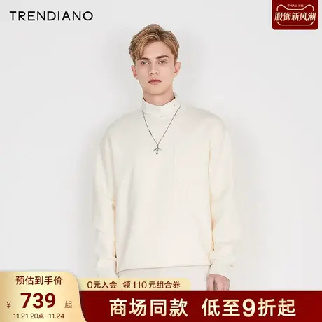TRENDIANO官方2023新款春季圆领套头上衣男士卫衣图片